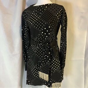 Elegant Alison Roberts Vintage Black and White Polka Dot Dress Mod Funky Stylish